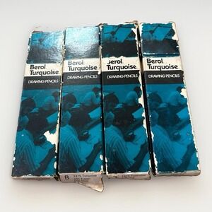 Lot Of 4 Boxes Of Berol Turquoise Drawing Pencils 1375 B 48 Pencils Total NOS